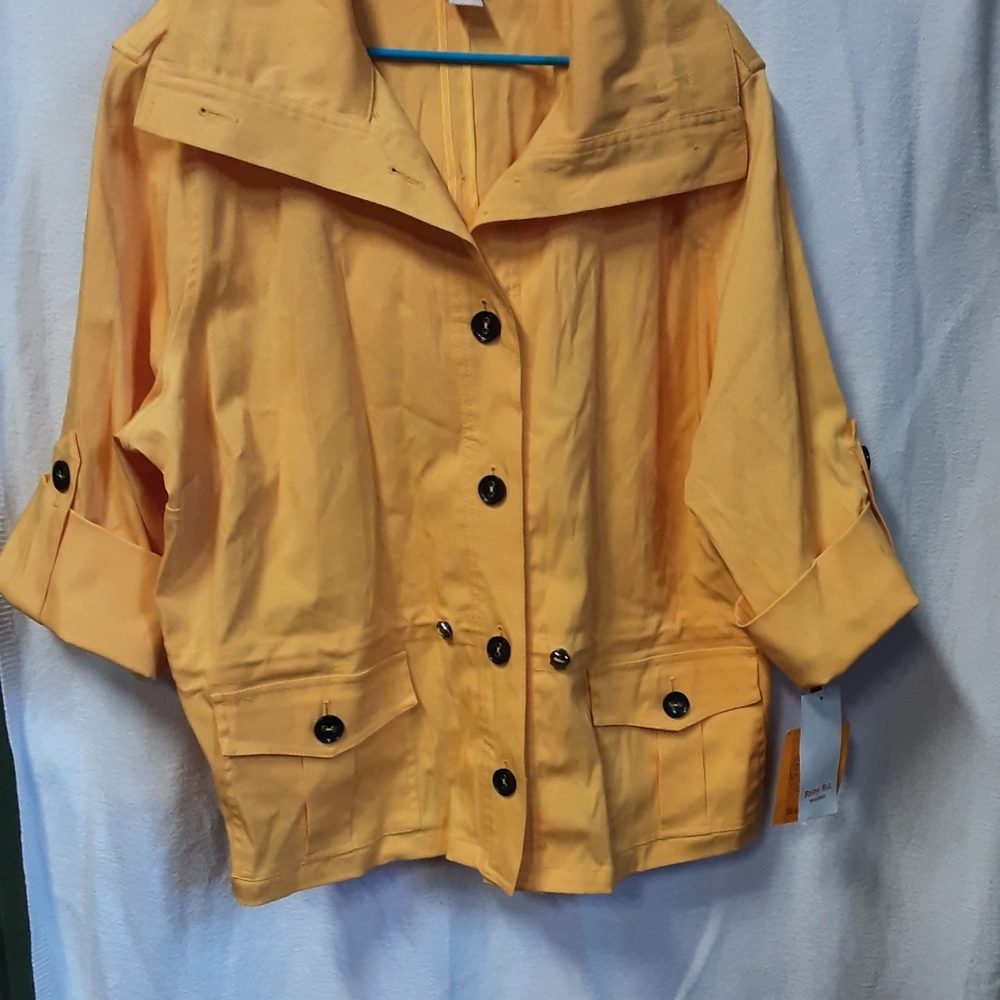 Ruby Rd. Yellow Trench Coat with Black Accents